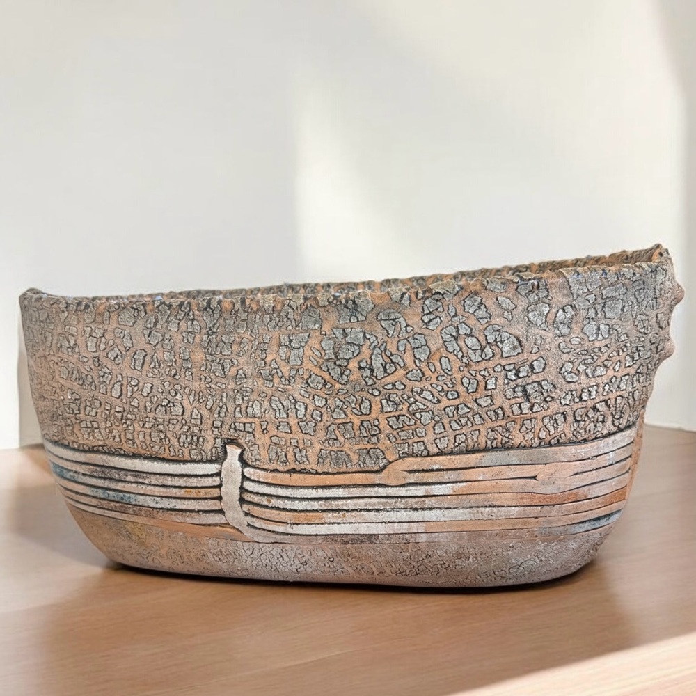 Vintage Jim Kraft Ceramic Earthenware Pottery Vessel Art Home Decor, Signed